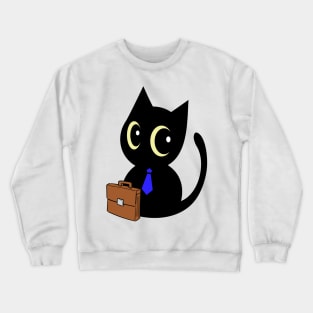 Funny cat is on the way to work Crewneck Sweatshirt